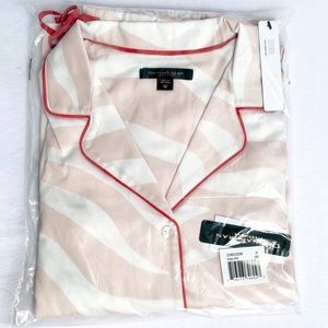 Donna Karen 100% Cotton 2-Piece Pink Animal-Print Pajama Set Women's Siz…